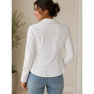 Vtg Aziz Jacket Womens L White Y2K Embroidered Blazer Academia Soft Western NEW